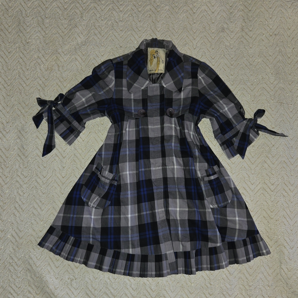 Plaid Dress in Blue and Gray